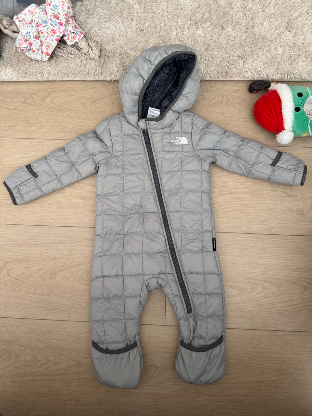 The North Face Kids Light Gray Quilted Insulated One-Piece Puffer